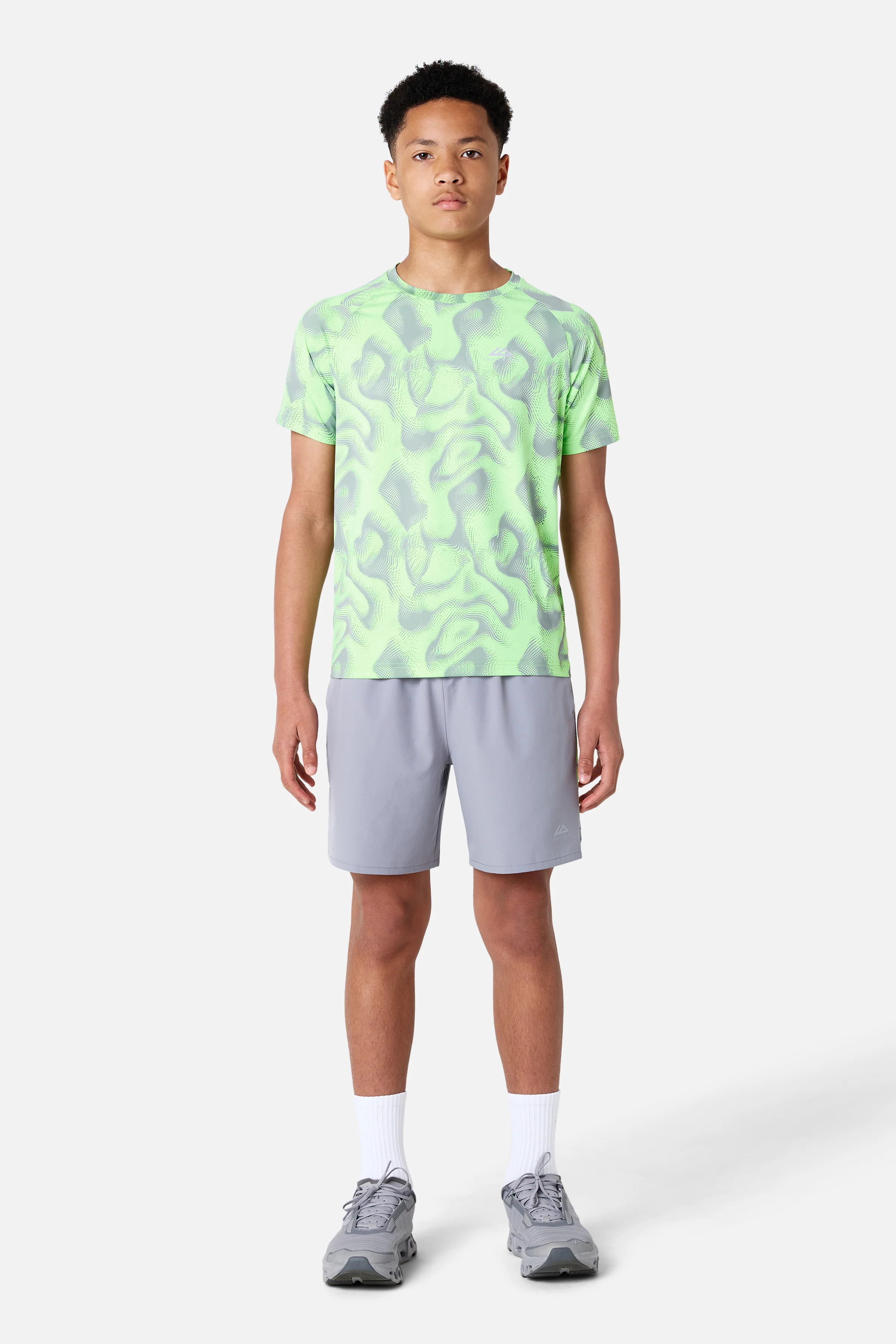 Boys Kinetic Tee - Moon Grey/Neon Lime - Image 2
