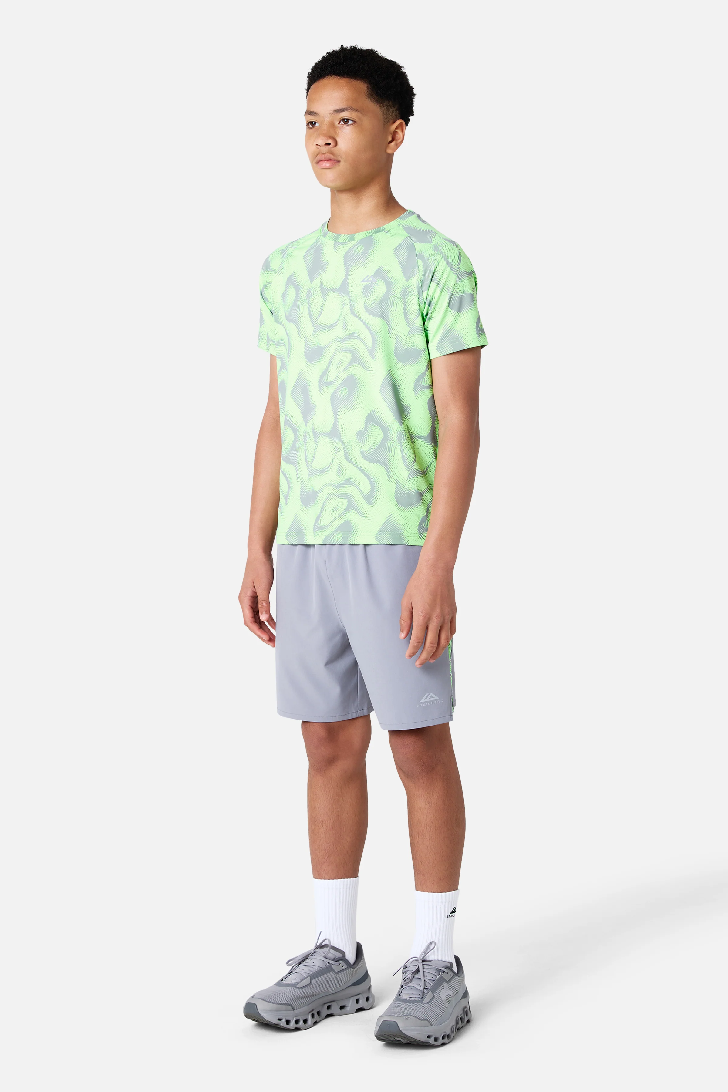 Boys Kinetic Tee - Moon Grey/Neon Lime - Image 3