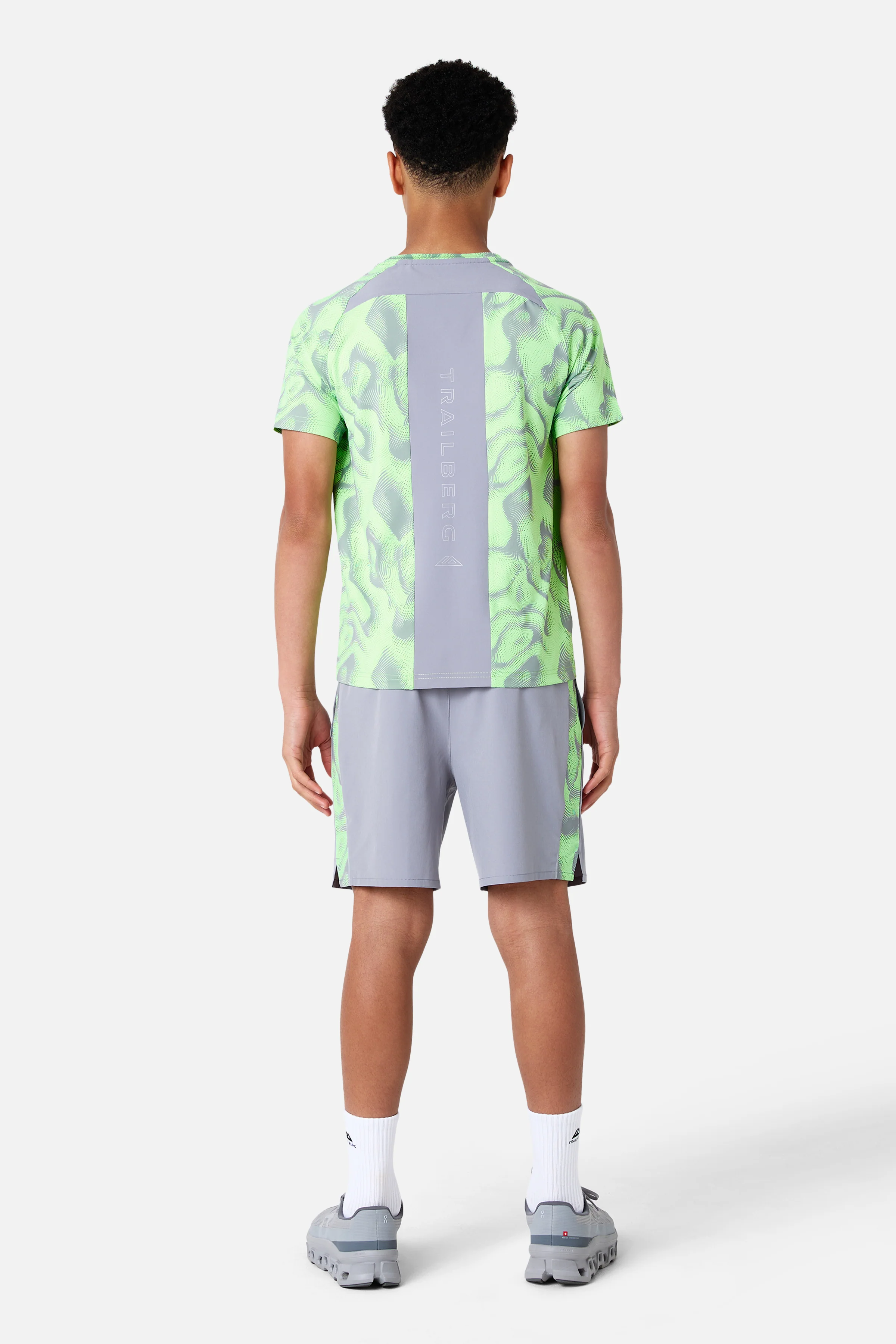 Boys Kinetic Tee - Moon Grey/Neon Lime - Image 4