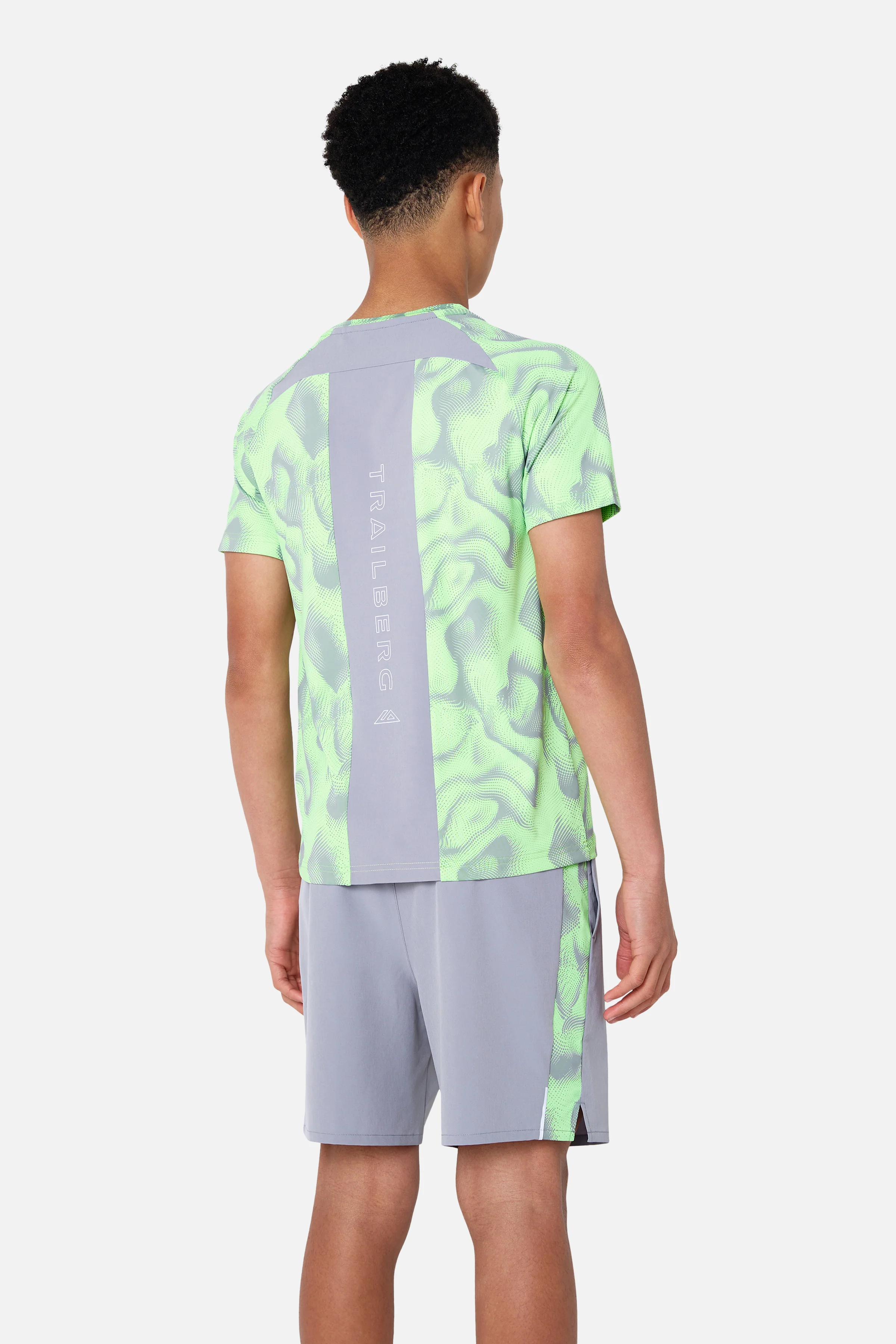 Boys Kinetic Tee - Moon Grey/Neon Lime - Image 5