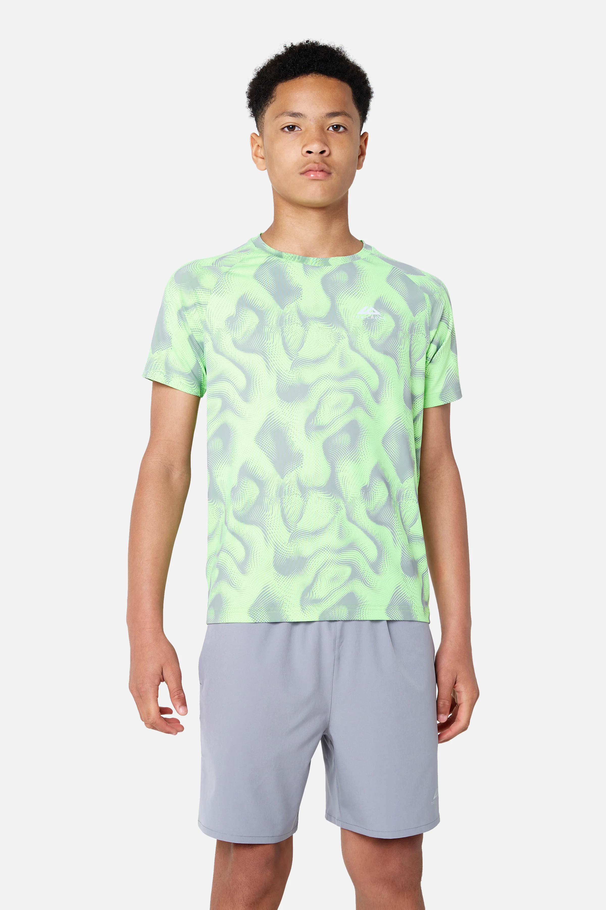 Boys Kinetic Tee - Moon Grey/Neon Lime - Image 6