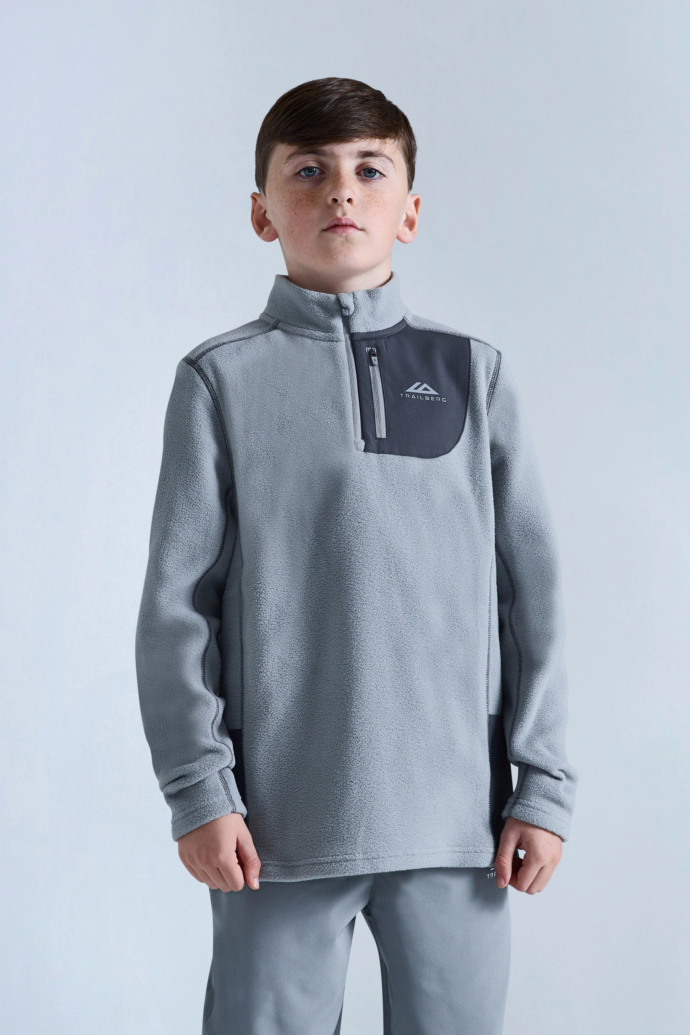 Boys Astra Microfleece 1/4 Zip - Moon Grey/Iron Grey