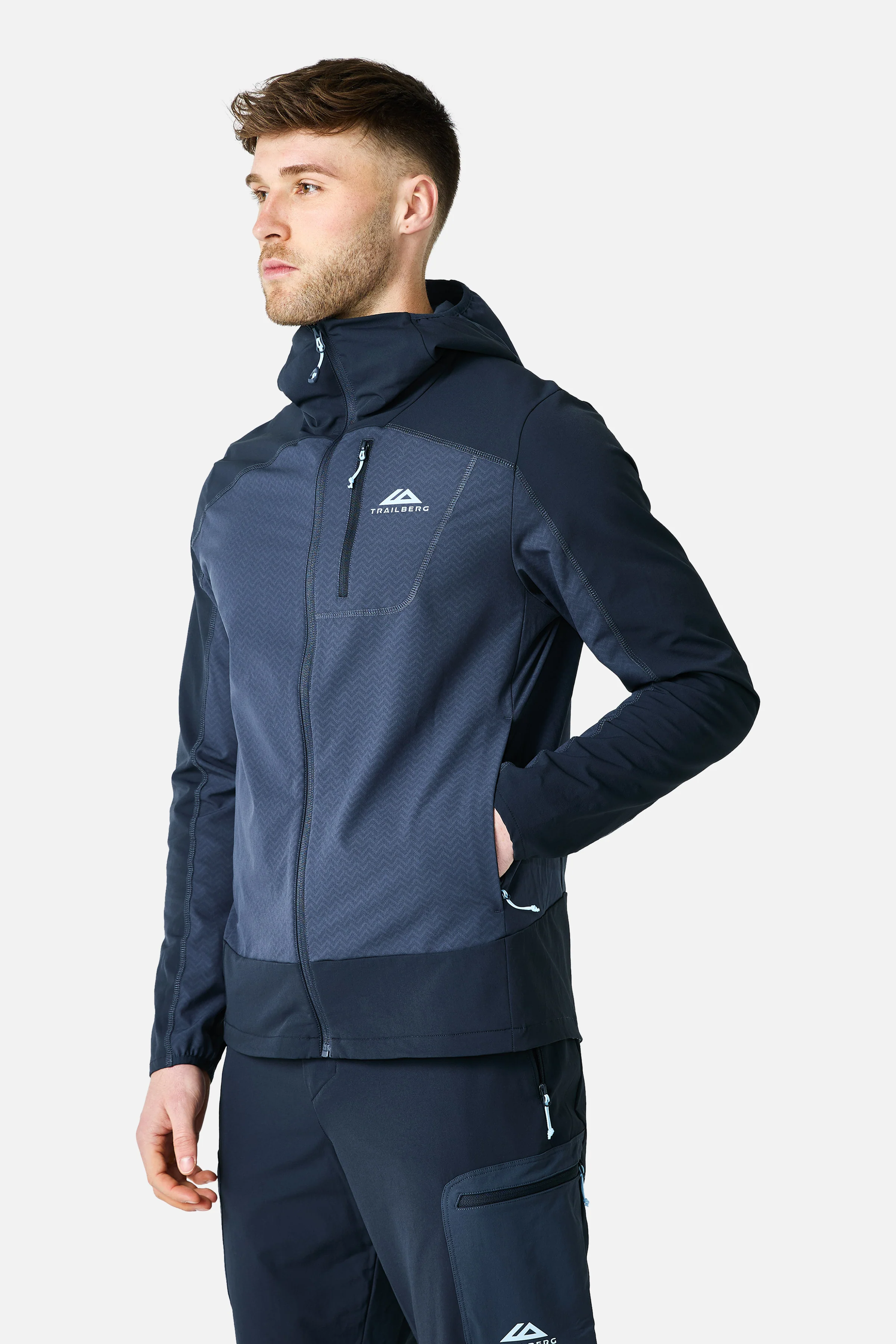 Caldera Grid Fleece Hood - Storm Blue/Deep Ocean - Image 2