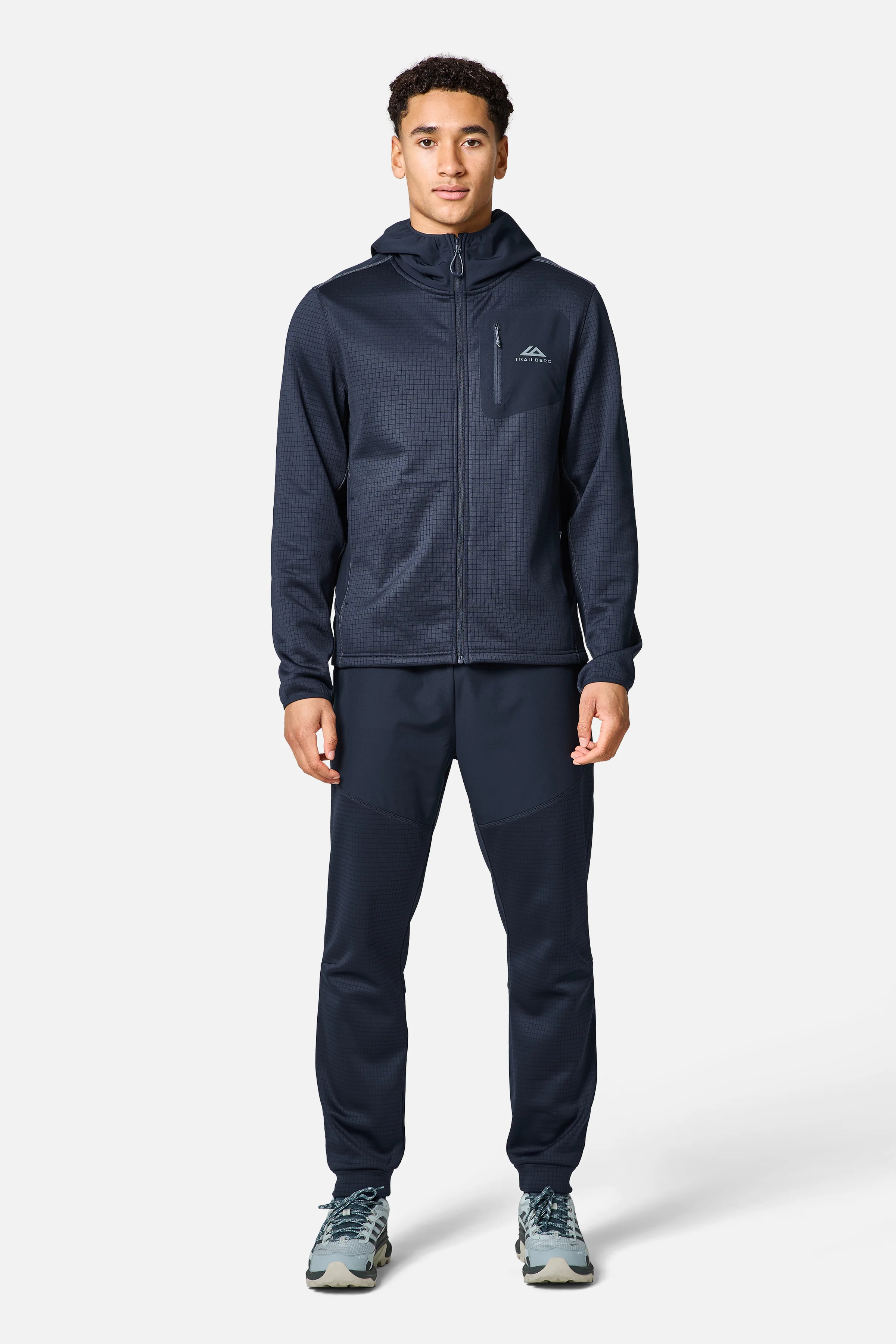District Gridded Fleece Tracksuit - Deep Ocean Blue/Storm Grey