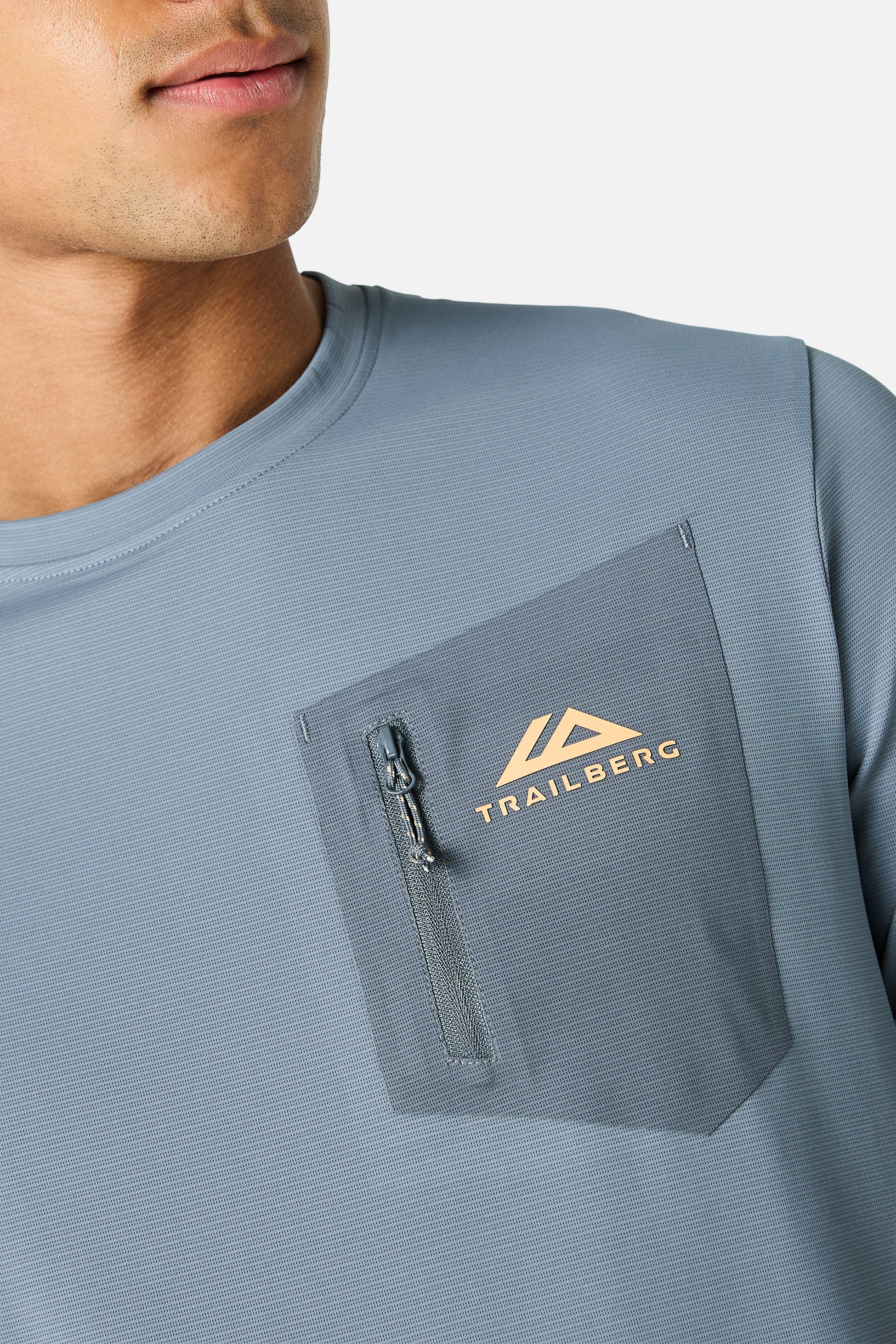 Oberland Cargo Tee - Ash Grey/Graphite Grey/Melon Sorbet - Image 2
