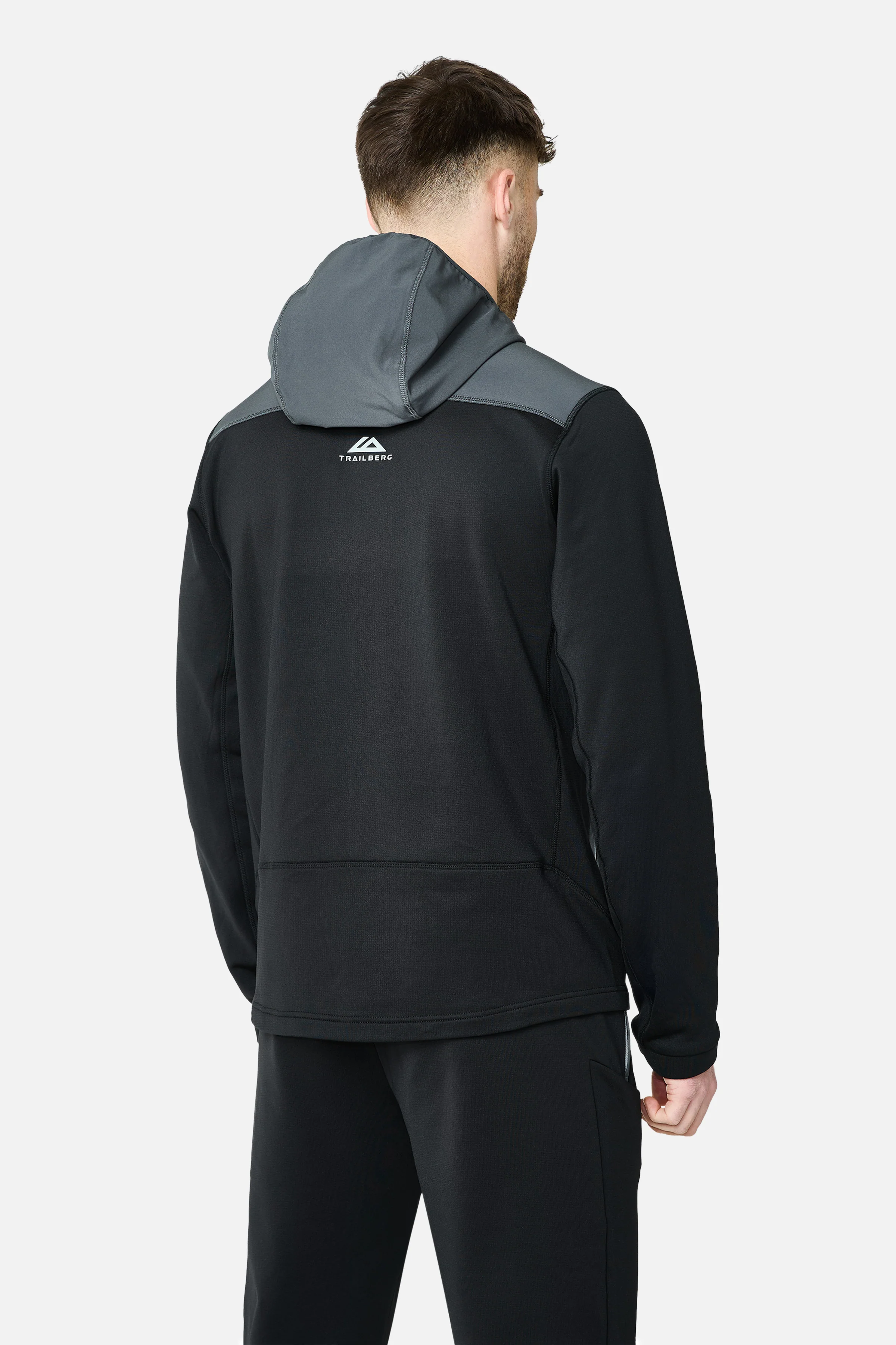 Vale Gridded Fleece Hood - Black/Volcano Grey - Image 3