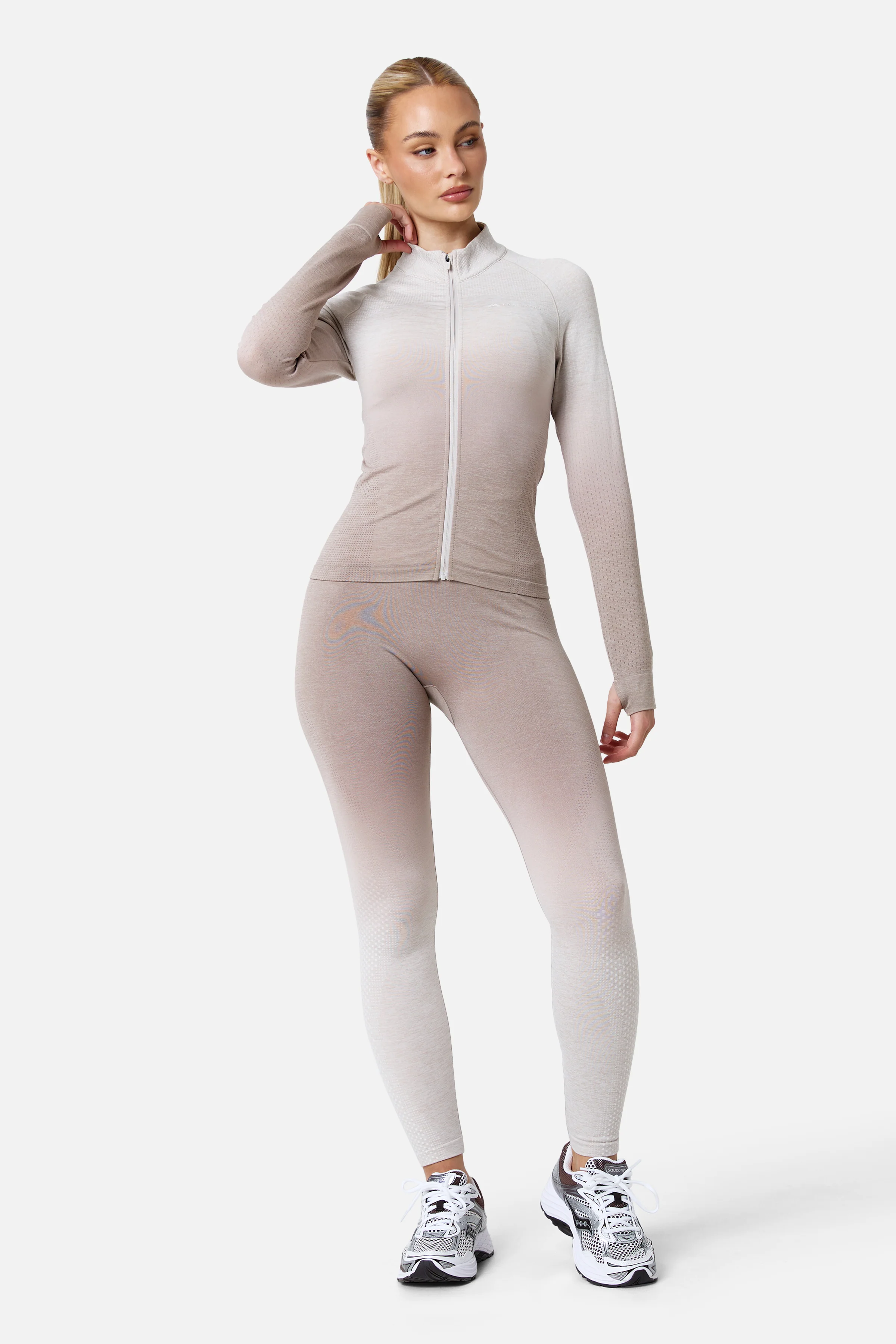 Womens Evocurve Seamless Jacket Set - Pebblestone/Pale Taupe